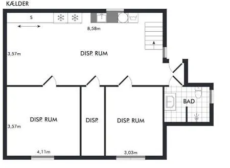 3 Vaerelses 92m2 아파트